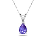 6X4mm Pear Tanzanite and Diamond Stud Pendant in 14K White Gold
