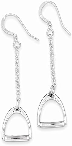 Sterling Silver Polished Horse Stirrup Dangle Earrings