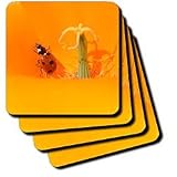 ladybug in a poppy - Set Of 4 Ceramic Tile Coasters