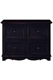 French Country File Storage 4-drawer Chest Distressed Blck