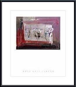 Art Poster Metal Framed Print - Circus Elefanten - Artist: Rolf Knie- Poster Size: 23 X 19