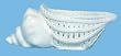 White Hand Made Ceramic Open Weave Pottery Small Conch Shell Bowl 6" x 3 1/4" x 2 1/4" Set of Two