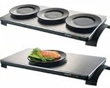 LUXUS WARMHALTEPLATTE WÄRMPLATTE + TELLER - VORWÄRMPLATTE EDELSTAHL 700 WATT 120 GRAD 60 x 30 CM NEU + OVP