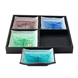 4 piece Dragonfly Square Stone Plate Set