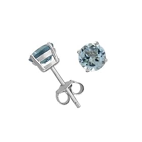 Sterling Silver 6mm Round Blue Topaz Earrings by Amazon.com Collection