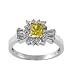 Jewelry : 0.72ct.tw emerald cut yellow diamond & 0.58ct.tw diamond in 18k white gold ring