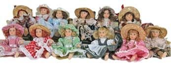 Single, Miniature Porcelain Country Doll in Assorted Style Outfit 5