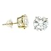 Solitaire Stud Earrings Round Cubic Zirconia CZ 14k Yellow Gold Basket 4 mm (1/2 Carat)
