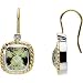 Sterling Silver and 14K Yellow Gold Green Amethyst and Diamond Earrings