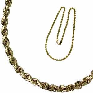 14K Yellow Gold Diamond Cut Rope Chain