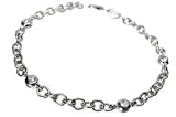 14K White Gold Link Anklet Bracelet 10'', with Bezel Set Diamonds