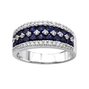 14k White Gold, Sapphire, Diamond Ring (1.25 