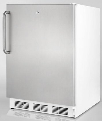 5.5 cu. ft. Compact All-Refrigerator with Adjustable Wire Shelves Automatic Defrost Interior Light Door Lock and ADA Compliant Stainless Door with Pro Handle Left Hinge Door