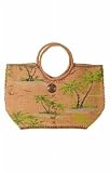 Brown Palms Printed Large Tote by Capelli Straworld - Women's Swimsuit Plus Size Swimsuits