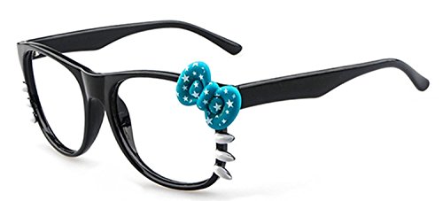 FancyG® Cute Fashion Glass Frame Eyewear with Bow Tie Cat Eyes Whiskers NO LENS