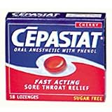 Cepastat sugar free oral anesthetic lozenges with phenol, cherry flavor 18 ea Cepastat sugar free oral anesthetic lozenges with phenol, cherry flavor 18 ea