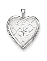 Genuine IceCarats Designer Jewelry Gift Sterling Silver & Diamond 20Mm D/C Heart Locket
