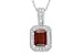 1 1/2 Carat Emerald cut Garnet and Diamond 14K White Gold Pendant w/Chain