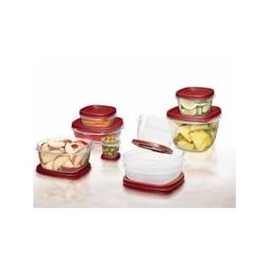 Rubbermaid INC 7J98-00-CHILI Easy-find Lids Square Food Storage Container Set 24 Piece