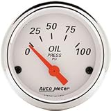 Autometer (1327 2 1/) Arctic White Series Oil Pressure Gauges - (2 1/16) Red (0-100 PSI)