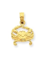 14k Gold Crab Pendant