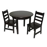 Lipper International Child's Round Table With Shelf And Two Chairs - Espresso