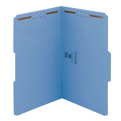 Smead Fastener Folder, Legal, Two 2-Inch K Style #1 and #3 Fasteners, 1/3 Cut Tab, Blue, 50 per Box (17040)