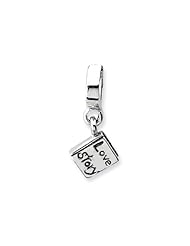 Sterling Silver Love Story Book Dangle Charm for 3mm Charm Bracelets
