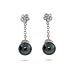 Eve's Addiction Black Tahitian South Sea Pave CZ Pearl Drop Earrings