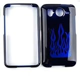 HTC Desire HD/Inspire Transparent Blue Flame HARD PROTECTOR COVER CASE/SNAP ....