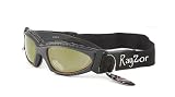 Ray-Zor Masque et Lunettes de Soleil - Multisports - Vtt - Moto - Voile / Mod. Extrem Jaune Clair / Taille Unique Adulte / Pochette Microfibre Incluse / Protection 100% UV400