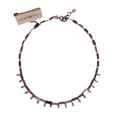 ARMANI Jewelry Glass/Metallic Beaded Necklace $127 NEW