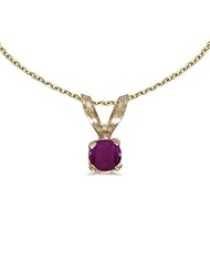 14k Yellow Gold Round Ruby Pendant (chain NOT included)