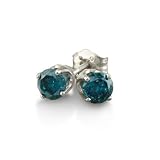 14 Karat White Gold Round Blue Diamond Stud Earrings (1/3 ctw.)