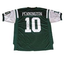 Chad Pennington Autographed/Hand Signed Authentic New York Jets Green Jersey by Reebok