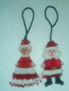 Santa and Mrs. Claus Christmas Ornaments Handmade in Guatemala