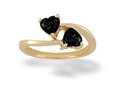 14K Yellow Gold Genuine Heart Black Onyx Bypass Ring