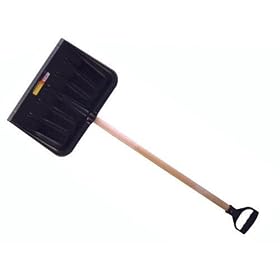 Snow Scoop Shovel With Wooden Shaft and Plastic Handle