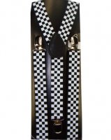 Deals For Outer Rebel Fashion Suspenders- White & Black Mini Check