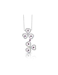 Blue Pearls - Ruby and Cubic Zirconia Hearts Necklace - APR 0004 P