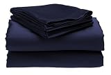 Royal Opulence 100% Woven Polyester Satin King Sheet Set, Navy