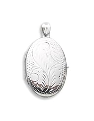 Silverflake -Large Etched Oval Locket