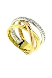 18K Tri-color gold and diamond tri-color ring