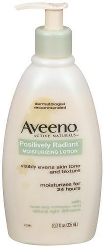 Aveeno Active Naturals Positively Radiant Moisturizing Lotion with Total Soy Complex & Natural Light Diffusers, 10.3-Ounce Pump Bottles (Pack of 3)