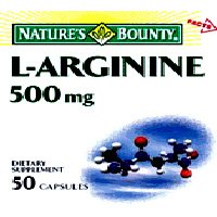 L - Arginine 500 Mg Dietary Supplement Capsules, By Natures Bounty - 50 Capsules/ pack, 2 pack