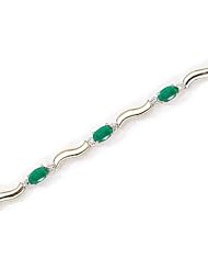 14kt Yellow Gold Oval Emerald and Diamond Bracelet