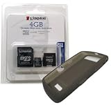 Combo of Smoke Gray Silicone Skin Cover Case and Kingston 4GB microSDHC Class 4 Memory Card with miniSD, SD Adapter for Blackberry 9530 9500 Storm Thunder