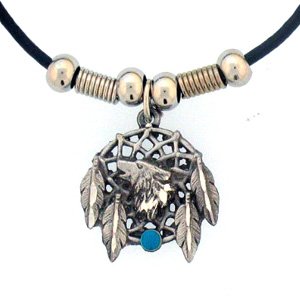 Click here to buy Earth Spirit Necklace - Wolf Dream Catcher - Earth Spirit Necklace.