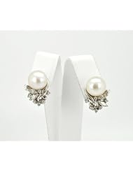 18K White Gold Diamond/Pearl Earrings