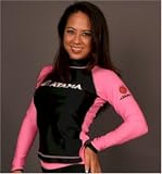 Womens Atama Rash Guard - Black-Pink Long Sleeve